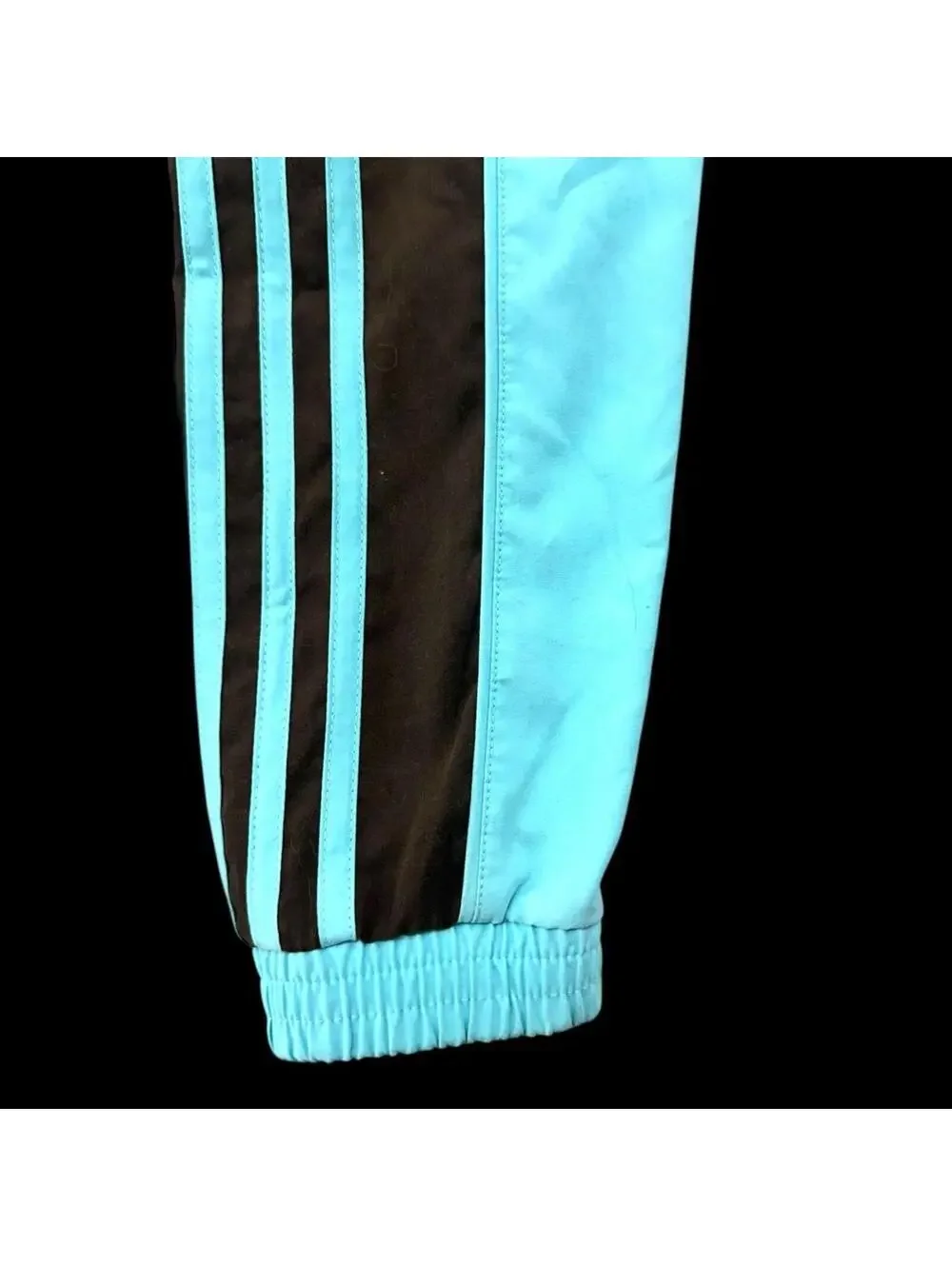 Adidas Vintage Blue Hoodie Jacket with Brown Stripes Streetwear Skater